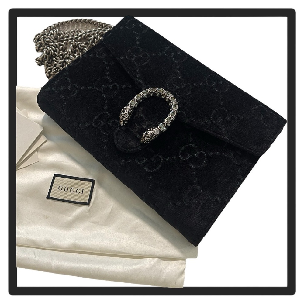 GUCCI Black GG | Velvet Mini Dionysus Wallet On‎ Chain